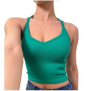 Green Ribbed Tank Top